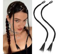 Luxshiny Extensions de Cheveux Style Chic et Élégant Tressés à Clip 2 Pièces en Fibre Haute Température Noire pour Sublimer Votre Apparence pour Femmes et Filles