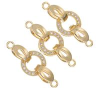 Luxshiny Fermoirs de Collier en Cuivre Plaqué Or 18k Zirconium pour Fabrication de Bijoux Diy, Connexion et Fixation Élégante pour Bracelets et Colliers, Lot de 3 Pièces