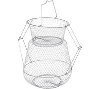 Luxshiny Filet de Pêche Pliable en Métal Grosse Capacité, Panier Léger à Fond Plat, Résistant à l'usure, Facile à Transporter pour Pêche en Extérieur de Poissons et Homards