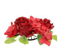 Luxshiny Guirlande de Bougies Artificielles de Couronne, Décor Floral Roses Rouges et Hortensias, Décoration de Table pour Mariage et Maison, Accessoire Festif Élégant, 1 Pièce