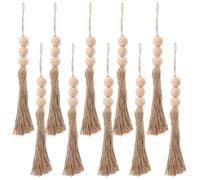 Luxshiny Guirlande De Perles en Bois 10 Pièces Corde De Jute Pompon Décoration Dintérieur Décoration Murale pour Chambre À Coucher Salon