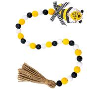 Luxshiny Guirlande Perlée en Bois avec Pompons et Franges à Suspendre, Décoration Délicate Style Abeille pour Restaurant ou Décoration Murale de Fête