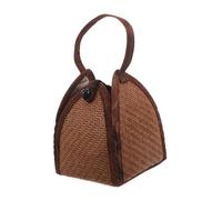 Luxshiny Handwoven Rattan Tea Cup Storage Bag with Thick Fabric Portable Outdoor Teaware Organizer for Travel Picnics and Adventures