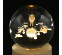 Luxshiny Lampe De Nuit Boule De Cristal Avec Astronaute Lampe Décorative Thème Univers Éclairage De Table Rechargeable Avec Base Tactile Boule Lumineuse Pour Chambre Et Décoration
