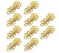 Luxshiny Lot de 10 Boutons Nœuds Chinois Faits Main en Perle Dorée et Argentée, Attache de Couture Facile à Utiliser pour Vêtements Cheongsam et Accessoires de Mode