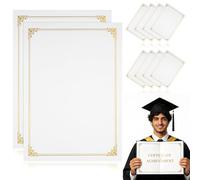 Luxshiny Lot De 10 Certificats Vierges A4 En Papier, Bordures Dorées, Résiste À La Pénétration De L’Encre, Pour Diplômes Et Cérémonies De Remise De Prix