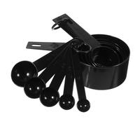 Luxshiny Lot de 10 Set de Cuillères Doseuses Noires avec Graduation, Outil de Mesure Cuisine Précis en Plastique, Kit Cuillères Pâtisserie pour Ingrédients Secs et Liquides, Accessoires