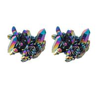 Luxshiny Lot de 2 Amas de Cristaux Naturels Galvanoplastiques Colorés, Poids Total 30g, Décoration D'intérieur et D'aquarium, Accessoires en Pierres Naturelles pour Maison et Bureau
