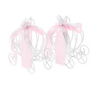 Luxshiny Lot de 2 Boîtes à Bonbons en Fer Forme Carrosse Citrouille, Boîte Créative pour Mariage, sans Colle, Décorative Rubans, pour Fêtes et Thanksgiving