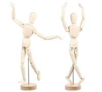 Luxshiny Lot de 2 Marionnettes en Bois Articulées 30 Cm pour Décoration et Bricolage, Modèle Flexible Articulations Mobiles, pour Affichage Bureau