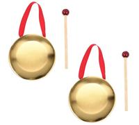 Luxshiny Lot de 2 mini gongs pour les fêtes, gongs à main de 12 cm / 4,7