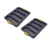 Luxshiny Lot de 2 Moules à Baguette en Silicone Alimentaire 4 Compartiments Couleur Gris Clair Plaque de Cuisson Pratique pour Français et Petits Pains Adapté la Cuisson Four