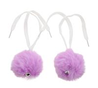 Luxshiny Lot de 2 Pompons Décoratifs Violets en Fausse Fourrure de Lapin avec Clochettes pour Lacets de Patins à roulettes, Accessoires Doux et Légers pour Décoration de Chaussures