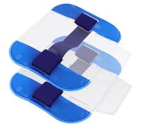 Luxshiny Lot de 2 Porte-badges de Bras Réglables en Pvc et Nylon Bleu, Protège Carte D'identité Léger et Transparent pour Affichage Clair en Milieu Professionnel