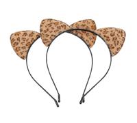Luxshiny Lot de 2 Serrage-têtes Oreilles de Chat à Imprimé Léopard Marron, Bandeaux Légers et Confortables pour Cheveux de Filles, Accessoires pour Fêtes, Carnaval et Cosplay, Couvre-chefs