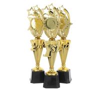 Luxshiny Lot de 3 Trophées en Plastique D'étoile Or, Légers et Réutilisables, Coupe du Trophée Première Place pour Événements Sportifs et Écoles