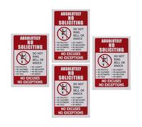 Luxshiny Lot de 4 Autocollants Interdiction de Démarchage 9,5 X 14 Cm Pvc Adhésif Imperméable, Panneau Interdit D’entrée Résistant pour Porte et Fenêtre, Usage Intérieur et Extérieur,