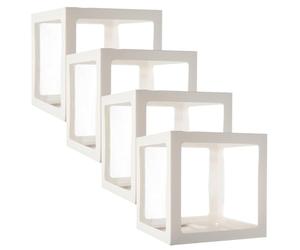 Luxshiny Lot de 4 Boîtes à Ballons Blanches en Papier 30x30x30 Cm pour Décoration de Fête Boîte à Ballons de Mariage et Anniversaire Présentoirs Légers de Fête et Shower