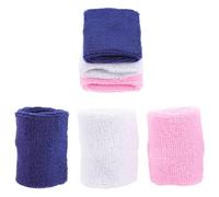 Luxshiny Lot de 6 Bandeaux de Sport en Coton Éponge pour Garçon et Filles, Bracelets Anti-Transpiration au Poignet, Couleur Blanc, Rose et Bleu Roi, Absorbants et Élastiques