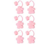 Luxshiny Lot de 6 Bouchons de Paille en Silicone Anti-poussière, Petites Couvertures Réutilisables Décoratives Chat et Fleur de Cerisier, Légères et Pratiques pour Pailles Réutilisables,