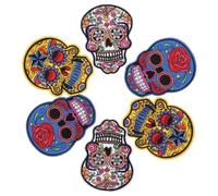 Luxshiny Lot de 6 Écussons Brodés de Crâne, Patchs Thermocollants en Polyester Compacts, pour Fête D'halloween, Style Punk et Décoratif Plusieurs styles
