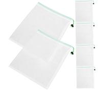 Luxshiny Lot de 6 Paquet Filet à Provisions Réutilisables en Polyester avec Cordon de Serrage Blanc pour Emballage de Fruits Frais et Légumes Marché Cuisine