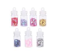 Luxshiny Lot de 7 Mini Bouteilles en Verre avec Bouchon, Forme Étoile, pour DIY Bijoux et Scrapbooking, à Remplir de Sable Parfumé Coloré