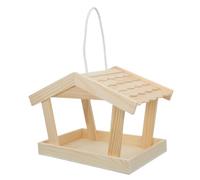 Luxshiny Mangeoire à Oiseaux Design Maison Rustique Couleur Kaki en Pin Suspendue Facile à Nettoyer pour Oiseaux Sauvages et Chardonnerets en Extérieur Jardin