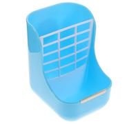 Luxshiny Mangeoire en Plastique Bleue 2-en-1 pour Lapins et Cobayes, Support à Herbe Fixe Râtelier Intégré, Accessoire Pratique pour Cage D’Animaux Petits et Rongeurs