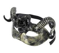 Luxshiny Masque de Cosplay de Bélier, Masque de Mouton, Ambiance Halloween | Plastique Or, Cornes Amovibles et Fleur Détachable, Bande Élastique Réglable, pour Soirées à Thème