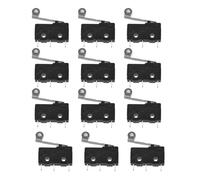 Luxshiny Micro Interrupteur Fin de Course Étanche Noir Levier Rouleau Plastique, Action Rapide, Lot de 12 pour Équipement Électronique