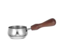 Luxshiny Mini Tasse à Expresso Inox 60 Ml avec Poignée en Bois de Noyer, Bec Verseur Précis, Pot Multifonction pour Lait et Beurre, Casserole Petite pour Cuisson Domestique