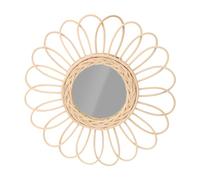 Luxshiny Miroir Tissé en Rotin Naturel Décoration Murale de Fleur Miroir de Maquillage Nordique 40 Cm Fait Main pour Salon et Salle de Bain Décoratif à Suspendre