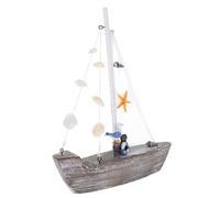 Luxshiny Modèle De Voilier Figurine De Voilier Nautique - Sculpture De Bateau Côtier Décor De Table avec Accents De Coquillages Décoration De Voilier De Style Méditerranéen sur Le Thème