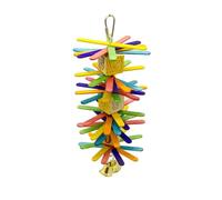 Luxshiny Mordre pour Perroquet et Petits Oiseaux, Jeu D’Alphabet en Bois Coloré Clochettes, Matériau Sûr pour Oiseaux, Adapté aux Calopsittes et Perruches, Suspendu pour Plusieurs Styles