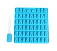 Luxshiny Moule à Chocolat Antiadhésif avec Compte-gouttes Facile à Remplir en Silicone Bleu 53 Cavités D'ours pour Fêtes et Pâtisseries Maison