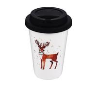 Luxshiny Mug de Noël en Céramique sans Anse 1 Pièce avec Couvercle Silicone et Cuillère, Tasse à Café Festive pour Maison et Bureau, Gobelet à Boire Chaud, Décoration Couleur Aléatoire