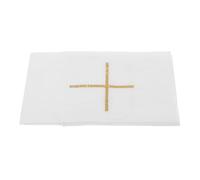 Luxshiny Nappe d'Autel Brodée en Lin Blanc Croix, Linge Liturgique Communion, Baptême et Messe, Tissu Purificatoire Polyvalent pour Cérémonies Religieuses