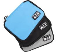Luxshiny Organiseur Électronique Portable 3pcs en Nylon Poches en Mesh Élastiques et Fermeture Éclair, Paquet de Rangement Pratique pour Câbles USB et Accessoires en Voyage