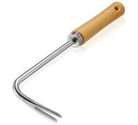 Luxshiny Outil Manuel pour Désherber Jardin en Bois et Fer Argenté, pour Espaces Étroits, Extraction des Plantes Indésirables en Extérieur
