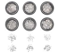 Luxshiny Paillettes pour Ongles Argentées Finition Miroir Brillante de Flocons, Adhérence Solide et Tenue Longue Durée Lot de 6 Pièces pour Usage Quotidien et Salons