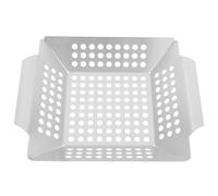 Luxshiny Panier de Cuisson Barbecue Carré en Acier Inoxydable Bords Relevés, Accessoire Polyvalent pour Camping Cuisine en Plein Air, Plat de Cuisson Grillé pour Légumes et Poissons