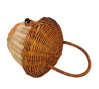 Luxshiny Panier en Rotin pour Garçon et Filles Couvercle et Poignée, Petite Corbeille Portable pour Rangement Garçon Fille, Style Rustique Chic, pour Pique-niques ou Demoiselle D'honneur