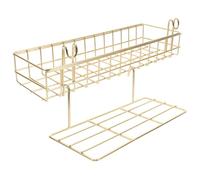 Luxshiny Panier Mural Suspendu en Fil Doré Étagère Murale Grillagée à 2 Compartiments pour Organisation Bureau et Affichage Photos