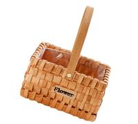 Luxshiny Panier Tressé à Main en Bois Marron pour Rangement et Fleurs | Stockage D’objets Quotidiens, Présentation de Fleurs Séchées, Poignée Intégrée, Usage Table ou Décoration