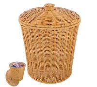 Luxshiny Panière à Linge Portable Rotin Tressé Avec Couvercle Panier De Rangement Multi-fonction Pour Vêtements Jouets Et Accessoires Pour Salle De Bain Chambre Et Bureau