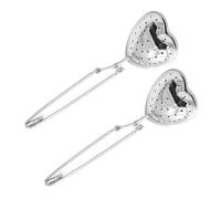 Luxshiny Passoire à Thé Inox Forme Cœur, 2 Filtres Poignée, Infuseur Réutilisable pour Thé en Vrac, Accessoire pour Tea Party et Usage Domestique