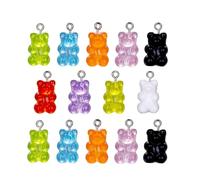 Luxshiny Pendentifs Ours Porte-clés Multi-usages en Résine Transparente Colorée Lot de 70 Présent Créatif et Adorable Couleur Aléatoire pour Fabrication de Bijoux Diy