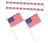 Luxshiny Petit Drapeau Américain avec Impression Vive sur Bâton en Bois 50 Pièces et Finition sans Échardes, pour Défilés du 4 Juillet et Décorations Patriotiques