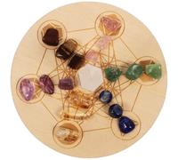 Luxshiny Planche de Divination en Bois Naturel Pierres Énergétiques en Cristal, Kit de 7 Colonnes Cristallines pour Chakras et Décoration Spirituelle, Accessoires Légers pour Contemplation